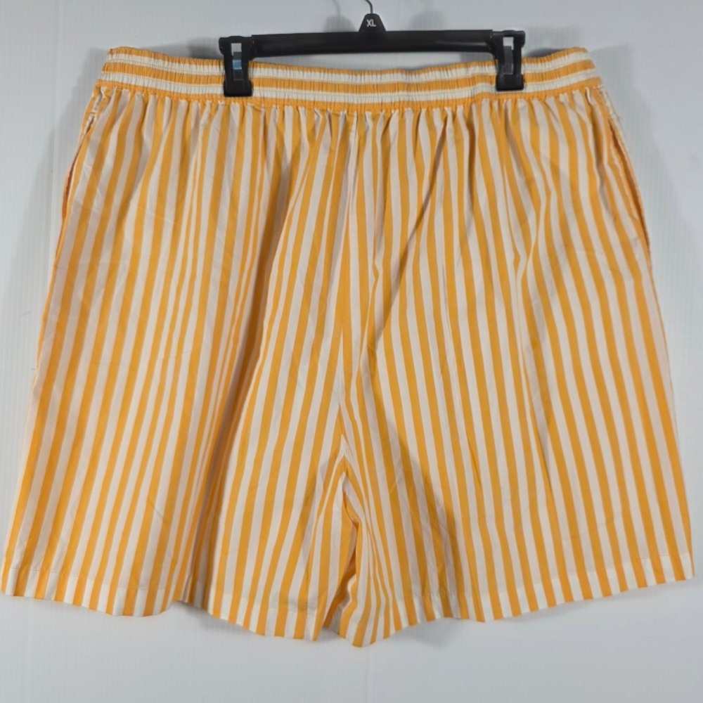 The Drop Womens Jada High 2X Yellow White Striped Cotton Drawstring Loose Short - Picture 4 of 12